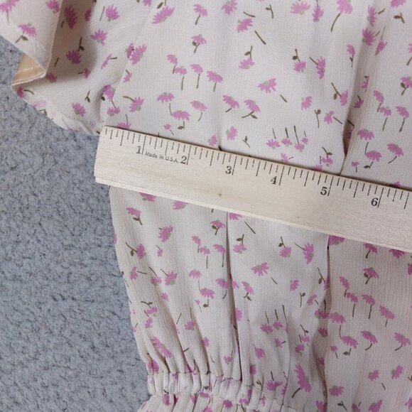 J.Crew A-line Dress Women's 2 Ivory Floral 100% Silk Short Sleeve Mini Cottage - Picture 4 of 14